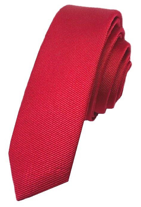 C920 Corbata Roja brocado fino 100% Seda de Pala Estrecha