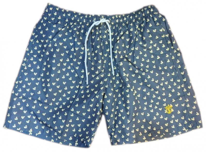 Bañador Gris acero con dibujos de patitos de goma amarillos y bordado del hierro de EL SOTO