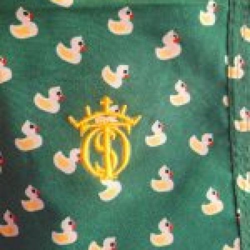 Bañador Verde botella con dibujos de patitos de goma amarillos y bordado del hierro de EL SOTO