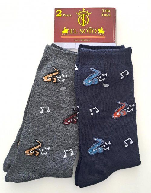 Calcetines Saxofon gris y azul marino