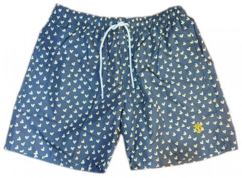 Bañador Gris acero con dibujos de patitos de goma amarillos y bordado del hierro de EL SOTO